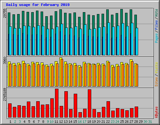 Daily usage for February 2019