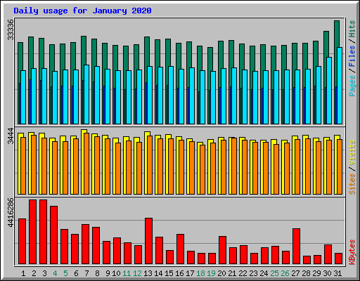 Daily usage for January 2020