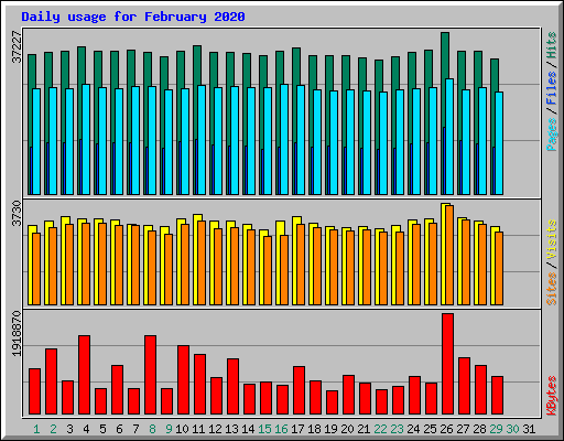 Daily usage for February 2020
