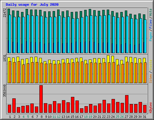 Daily usage for July 2020
