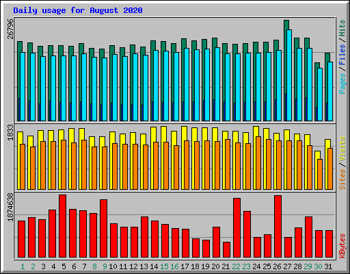Daily usage for August 2020
