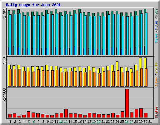 Daily usage for June 2021