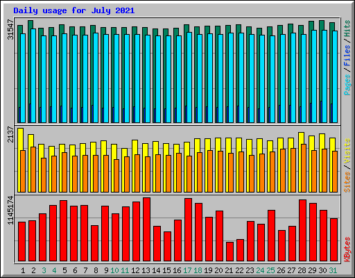 Daily usage for July 2021