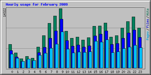 Hourly usage for February 2009