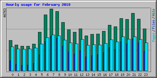 Hourly usage for February 2019